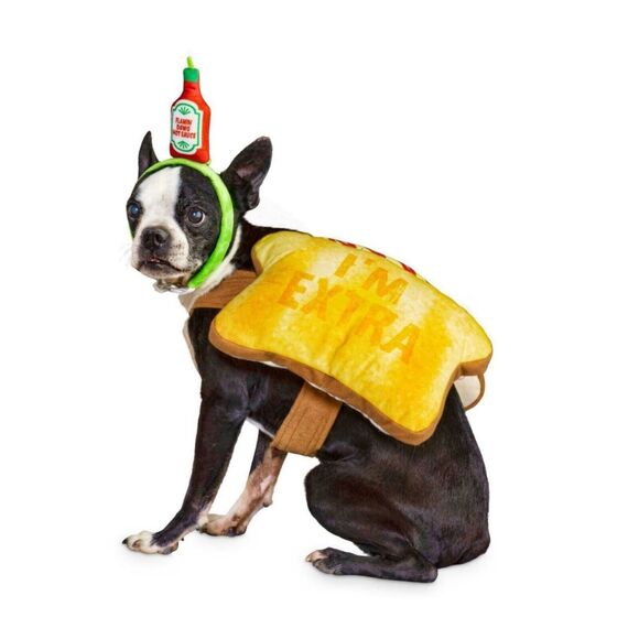 Bootique Pet Costume - Toast of the Town With Hot Sauce Head Sz Large 17-19 in - Picture 1 of 8